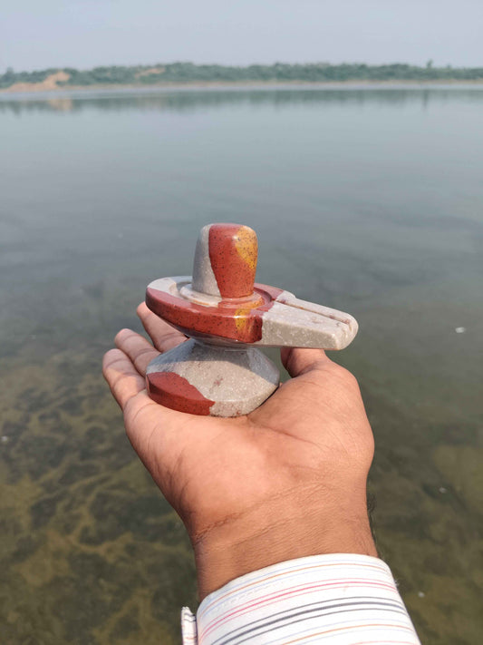 Original Akhand Narmadeshwar Shivling with Brass Base | Authentic Unbroken Natural Narmada River Stone Shiva Lingam for Home Mandir Pooja & Vastu - Narmada Narmadeshwar shivling