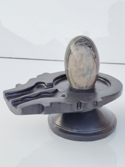 4 inch shivling with 8 inch jaladhari home pooja ardhnareswar shivling tilakdhari narmdeswar shivling swaymbhu narmdeswar shivling janeyudhari narmdeswar shivling