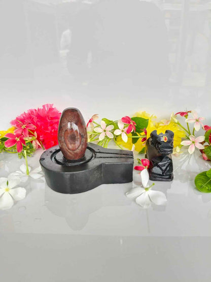 Narmadeshwar shivling with a stone Nandi | complete Pooja set for home | narmadeshwar shivling - Narmada Narmadeshwar shivling