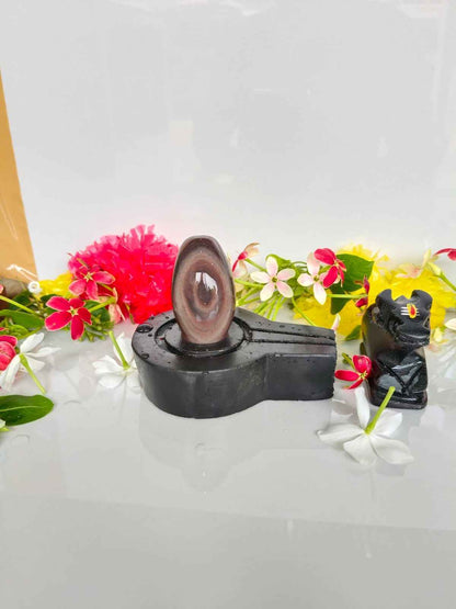Narmadeshwar shivling with a stone Nandi | complete Pooja set for home | narmadeshwar shivling - Narmada Narmadeshwar shivling