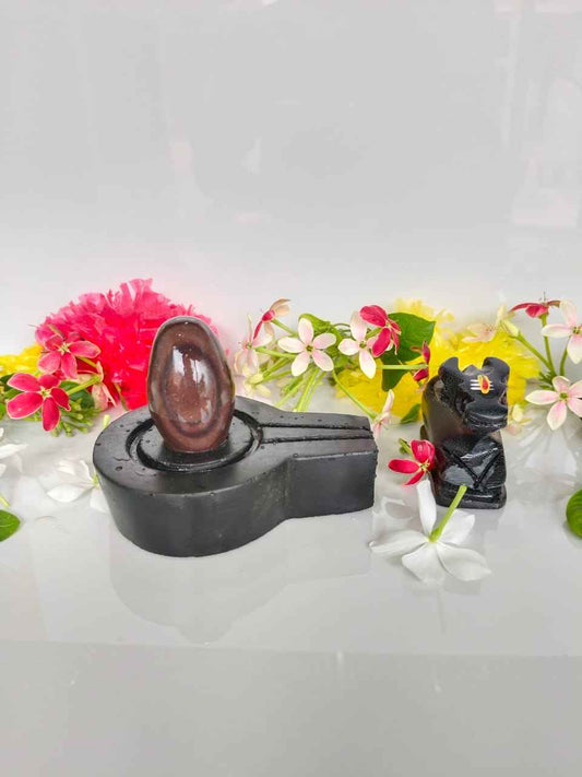 Narmadeshwar shivling with a stone Nandi | complete Pooja set for home | narmadeshwar shivling - Narmada Narmadeshwar shivling