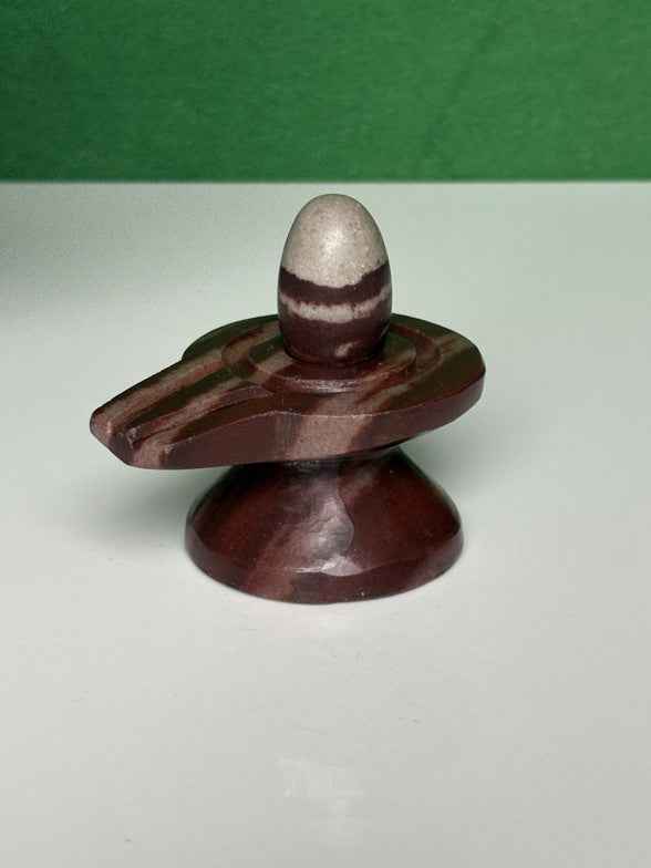 Narmadeshwar Shivling with Brass Damru Jaldhari Base - Narmada Narmadeshwar shivling