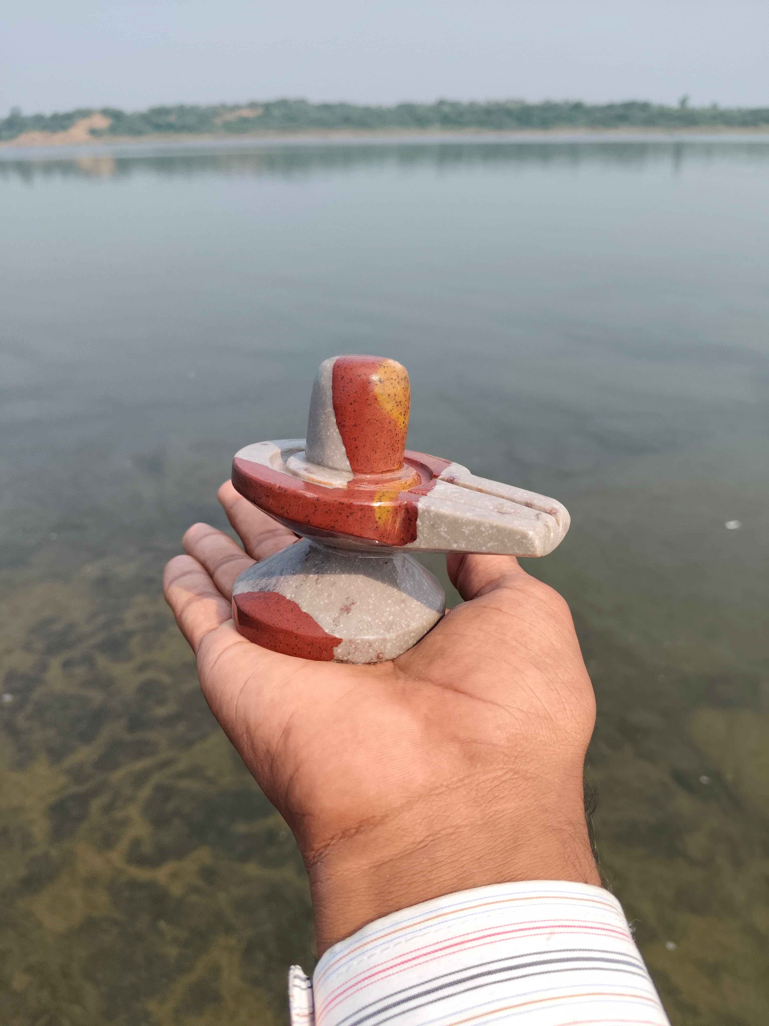 Original Akhand Narmadeshwar Shivling with Brass Base | Authentic Unbroken Natural Narmada River Stone Shiva Lingam for Home Mandir Pooja & Vastu - Narmada Narmadeshwar shivling