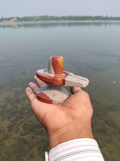 Original Akhand Narmadeshwar Shivling with Brass Base | Authentic Unbroken Natural Narmada River Stone Shiva Lingam for Home Mandir Pooja & Vastu - Narmada Narmadeshwar shivling