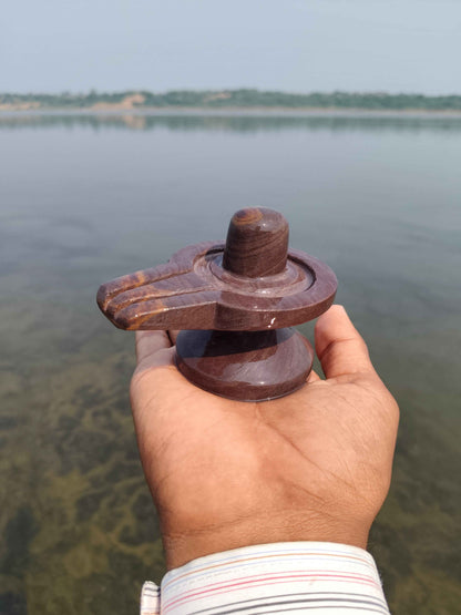 Akhand Narmadeshwar Shivling with Brass Jaldhari Base - Narmada Narmadeshwar shivling