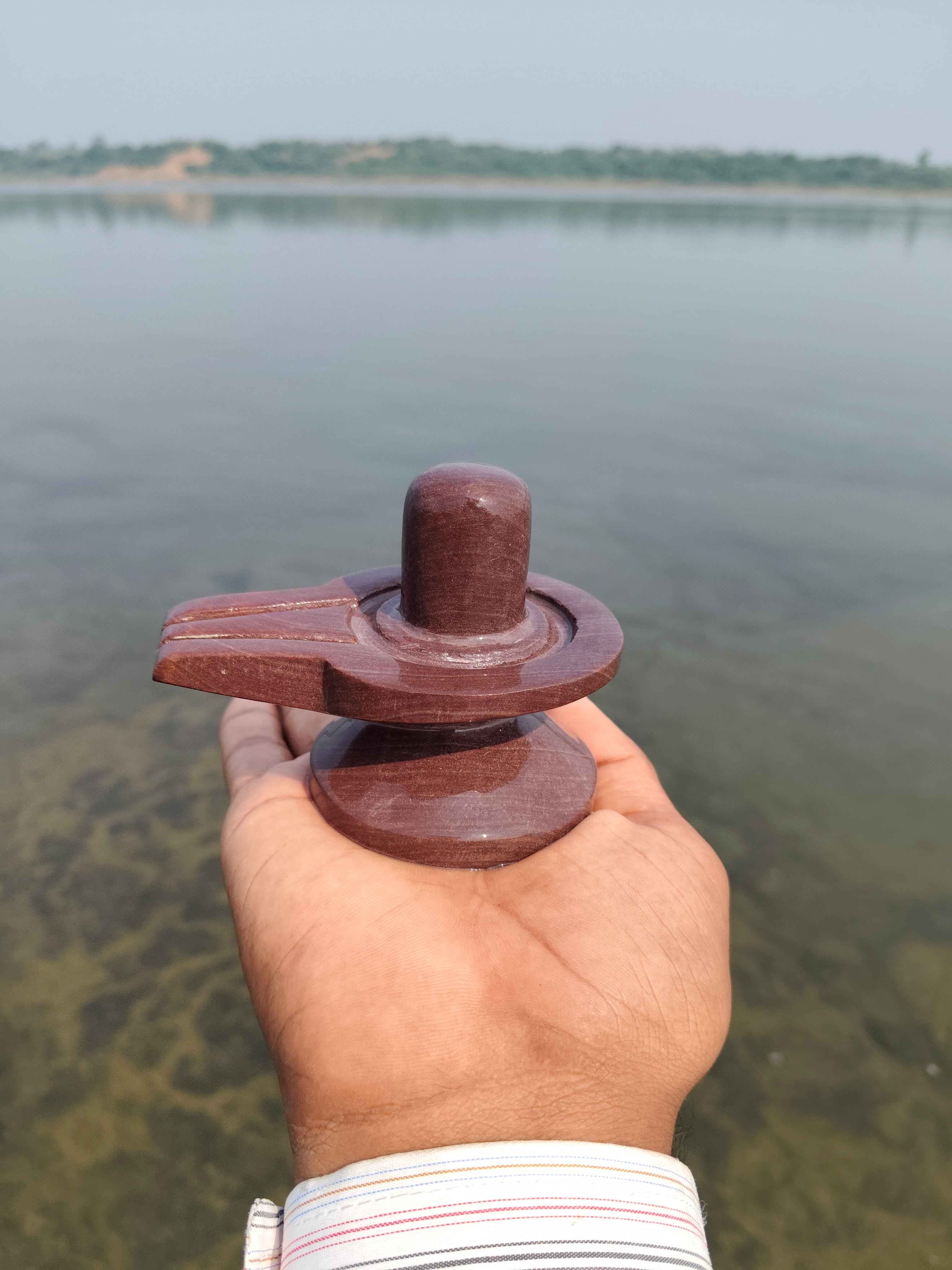 Akhand Narmadeshwar Shivling with Brass Jaldhari Base - Narmada Narmadeshwar shivling