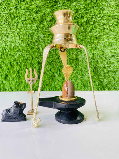 Premium Handcrafted Divine Full Set with Coordinating Sacred Idols & Complete Pooja Accessories | High-Finish Home Mandir Vastu Collection & Luxury Gift Box - Narmada Narmadeshwar shivling