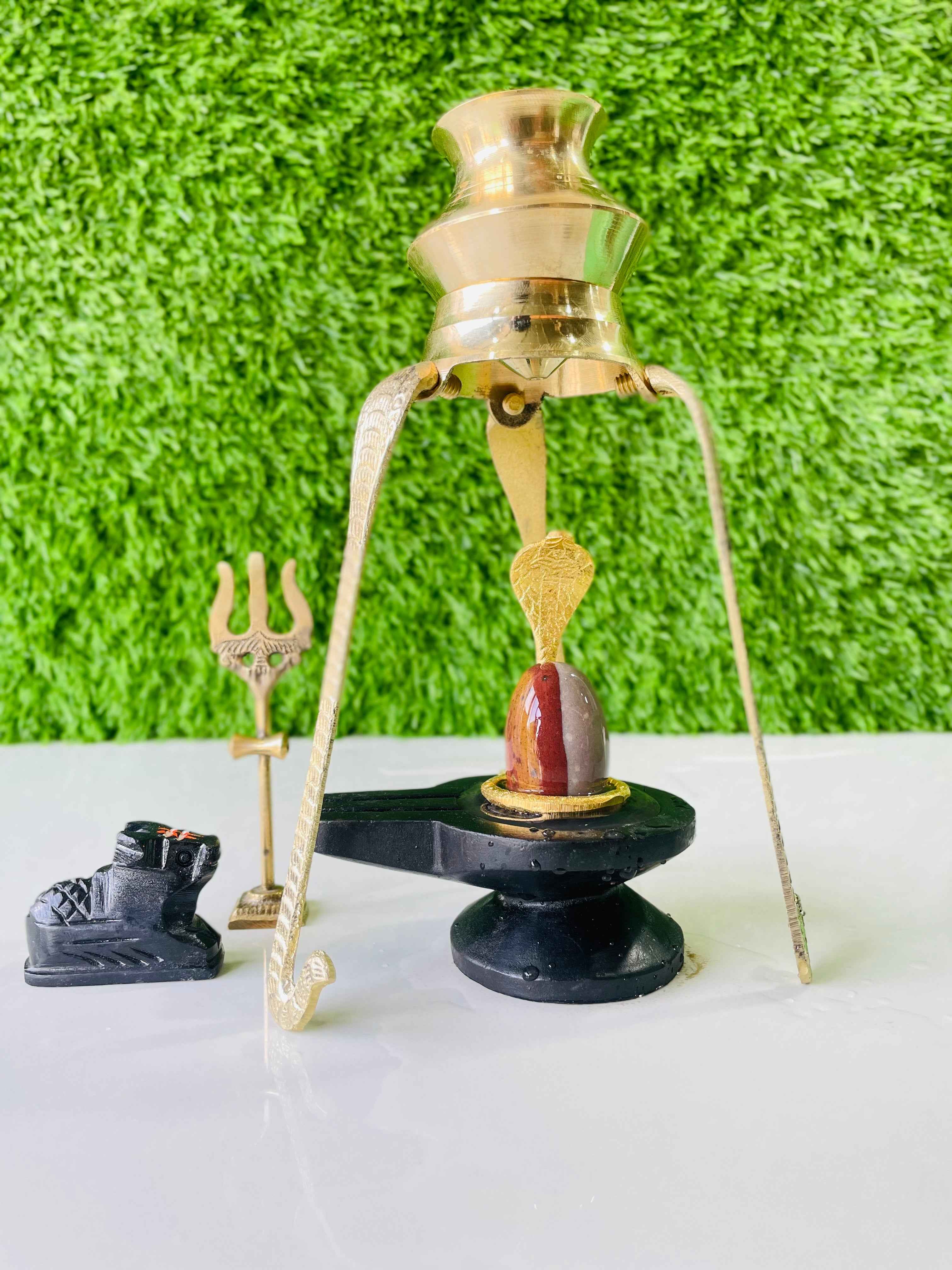Premium Handcrafted Divine Full Set with Coordinating Sacred Idols & Complete Pooja Accessories | High-Finish Home Mandir Vastu Collection & Luxury Gift Box - Narmada Narmadeshwar shivling