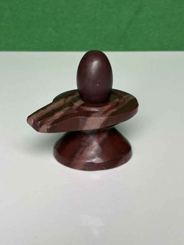 Narmadeshwar Shivling with Brass Damru Jaldhari Base - Narmada Narmadeshwar shivling
